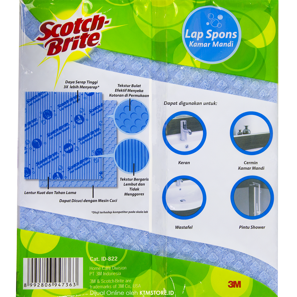 3M Scotch Brite Kain Lap Spons Sponge Kamar Mandi ID-822
