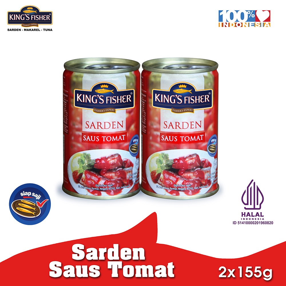 Paket couple 2 pcs King's Fisher Sarden mini saus tomat Makanan Kaleng 155 g kings fisher