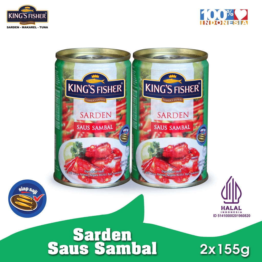 Paket Couple 2 pcs King's Fisher Sarden mini saus sambal Makanan Kaleng 155g kings fisher