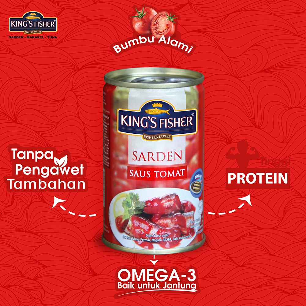 Paket couple 2 pcs King's Fisher Sarden mini saus tomat Makanan Kaleng 155 g kings fisher