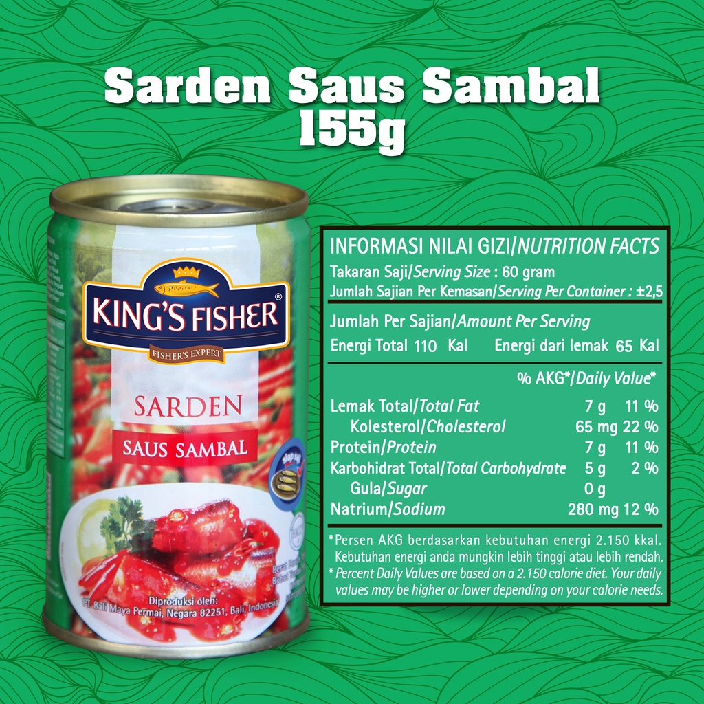 King's Fisher Sarden mini saus sambal Makanan Kaleng 155 gr
