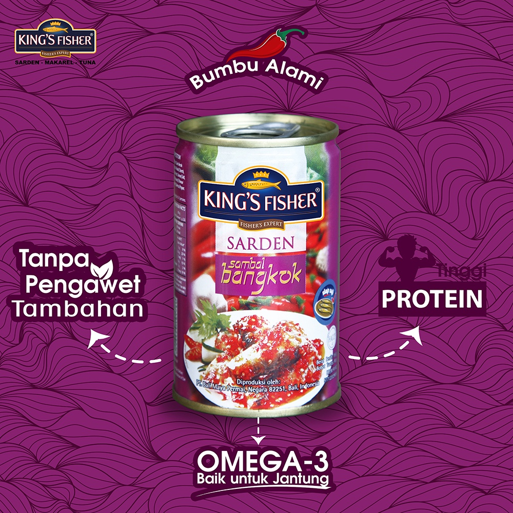 Paket couple 2 pc King's Fisher Sarden mini rasa saus bangkok Makanan Kaleng 155g kings fisher
