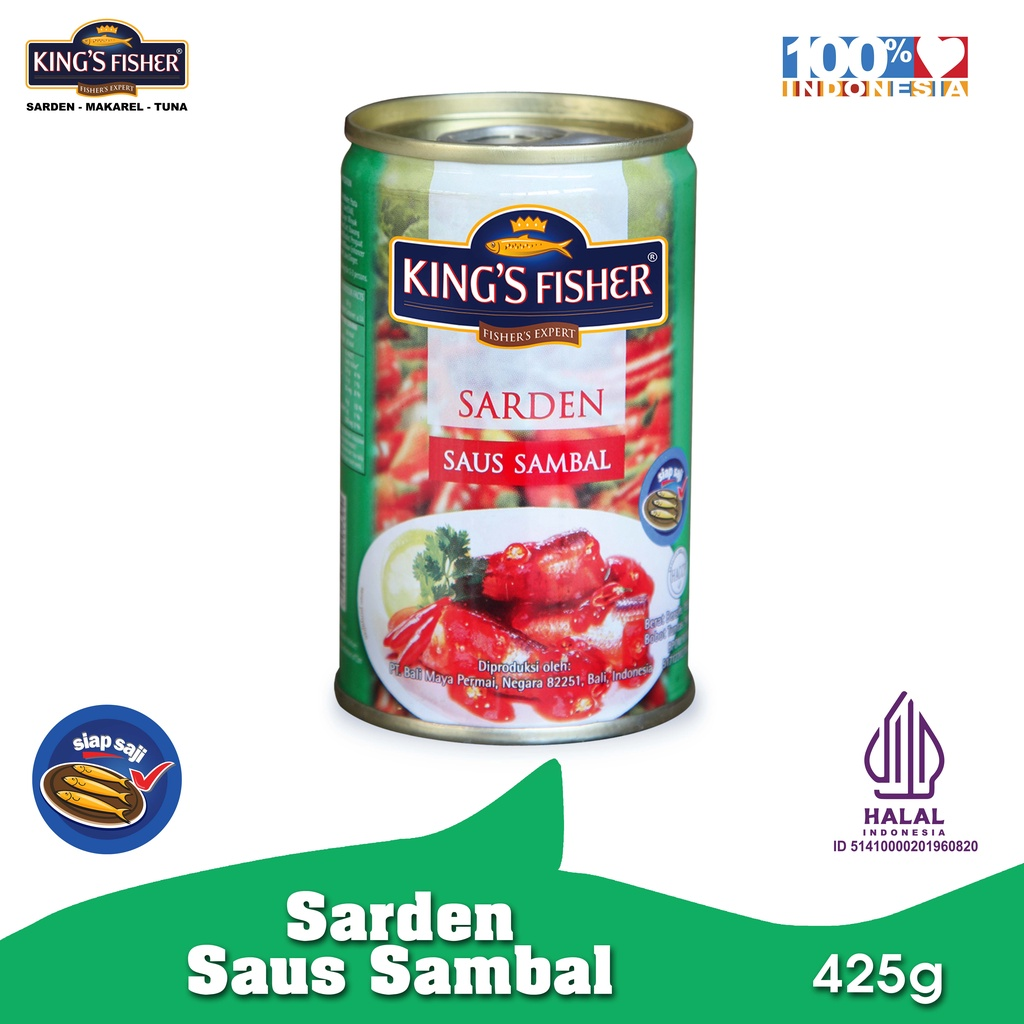 King's Fisher Sarden saus sambal Makanan Kaleng 425 gr
