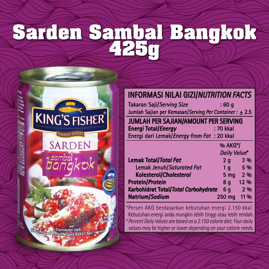 King's Fisher Sarden saus bangkok Makanan Kaleng 425 gr