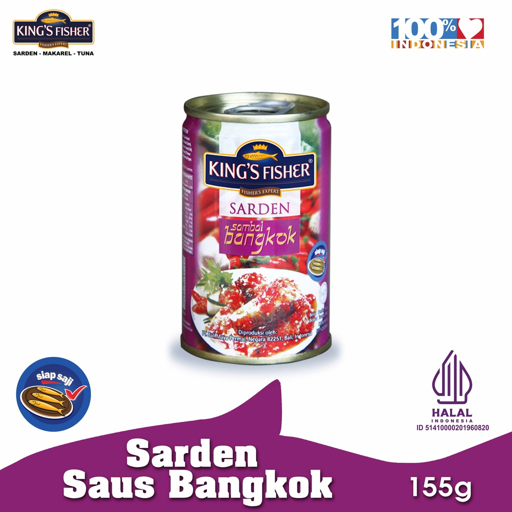 King's Fisher Sarden mini rasa saus bangkok Makanan Kaleng 155 gr