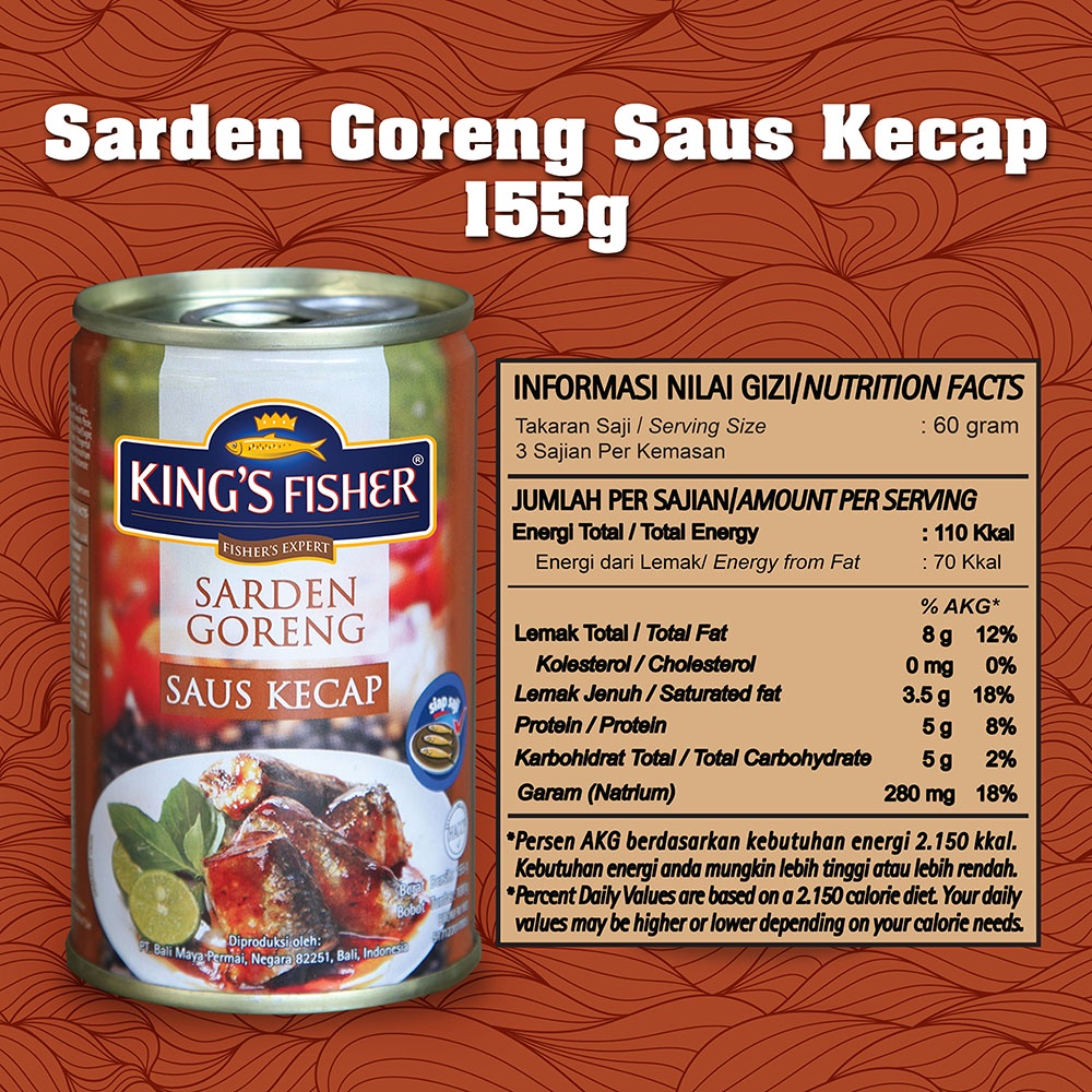 King's Fisher Sarden goreng mini rasa saus kecap Makanan Kaleng 155 gr