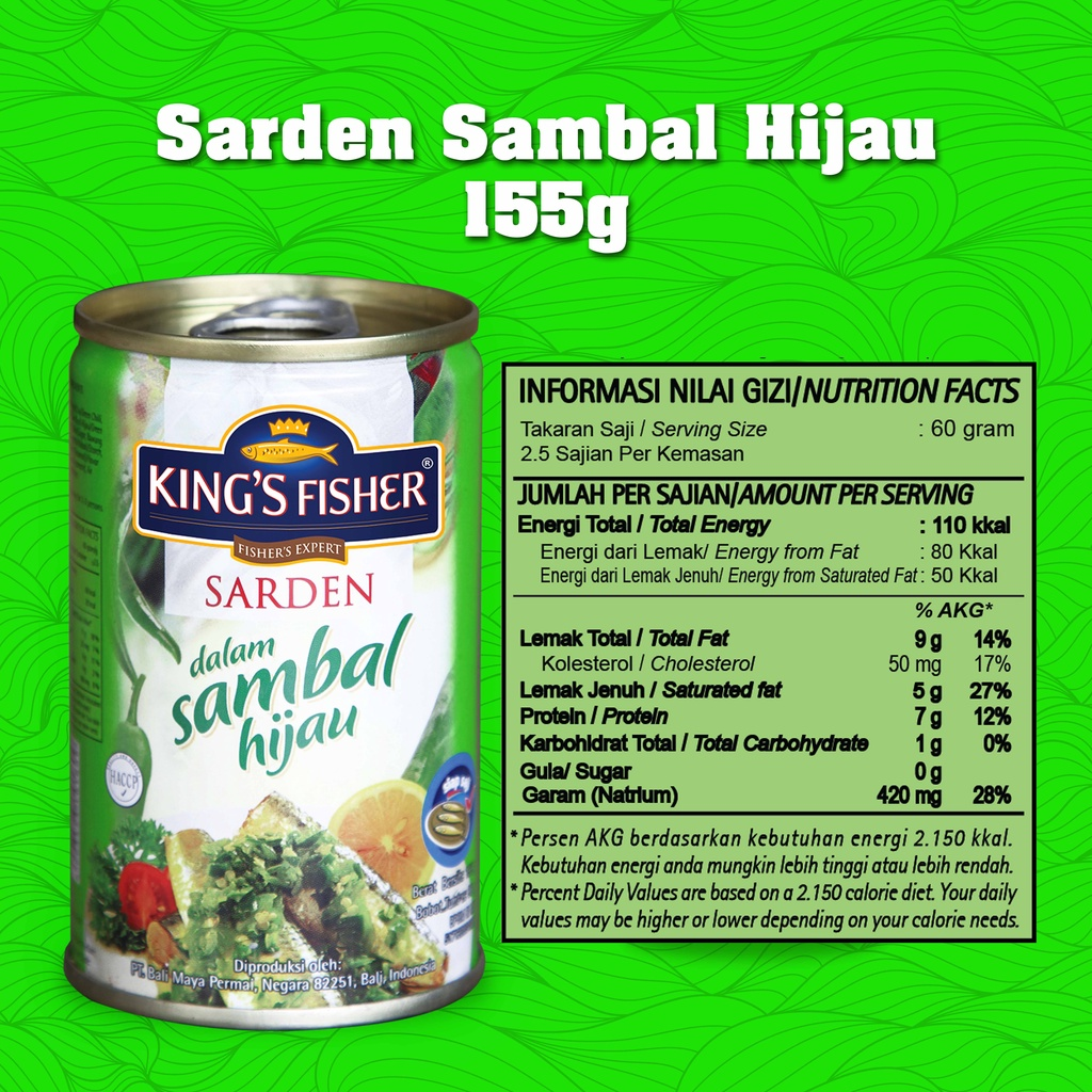 King's Fisher Sarden mini Sambal Hijau Makanan Kaleng 155 gr