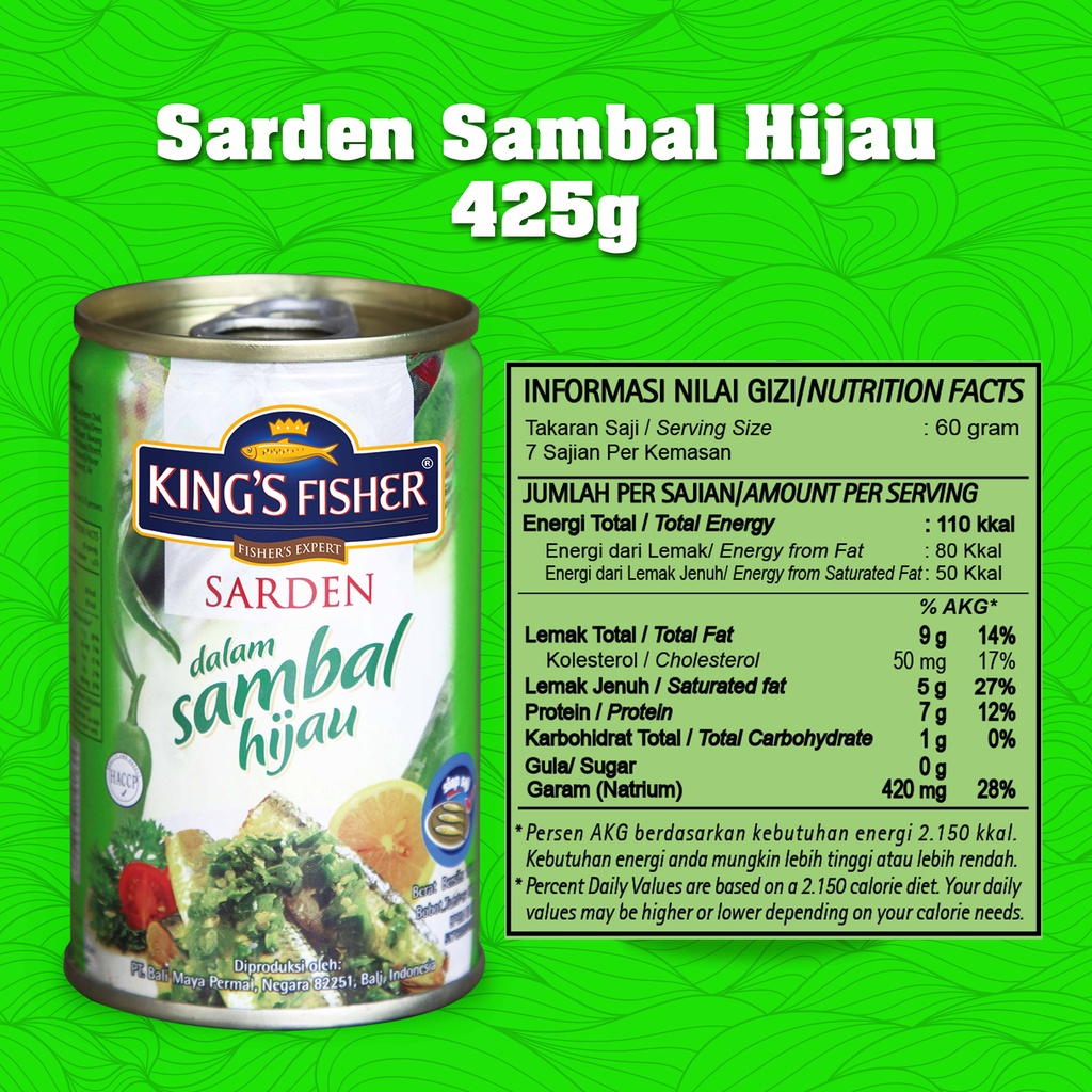 King's Fisher Sarden Sambal Hijau Makanan Kaleng 425 gr