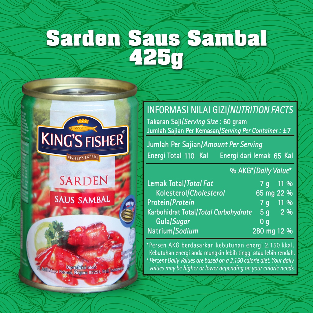 King's Fisher Sarden saus sambal Makanan Kaleng 425 gr