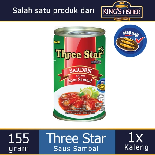 Three Star Sarden mini saus sambal Makanan Kaleng 155g