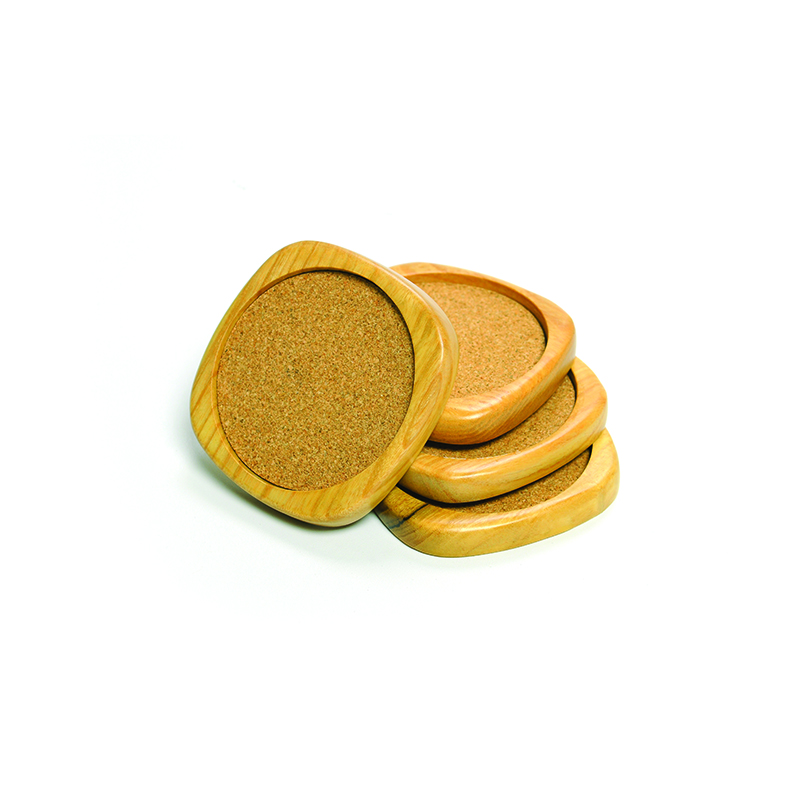 Square Cork Wooden Coaster 4 Pcs Tatakan Gelas Kayu Alas Gabus Villa 0401