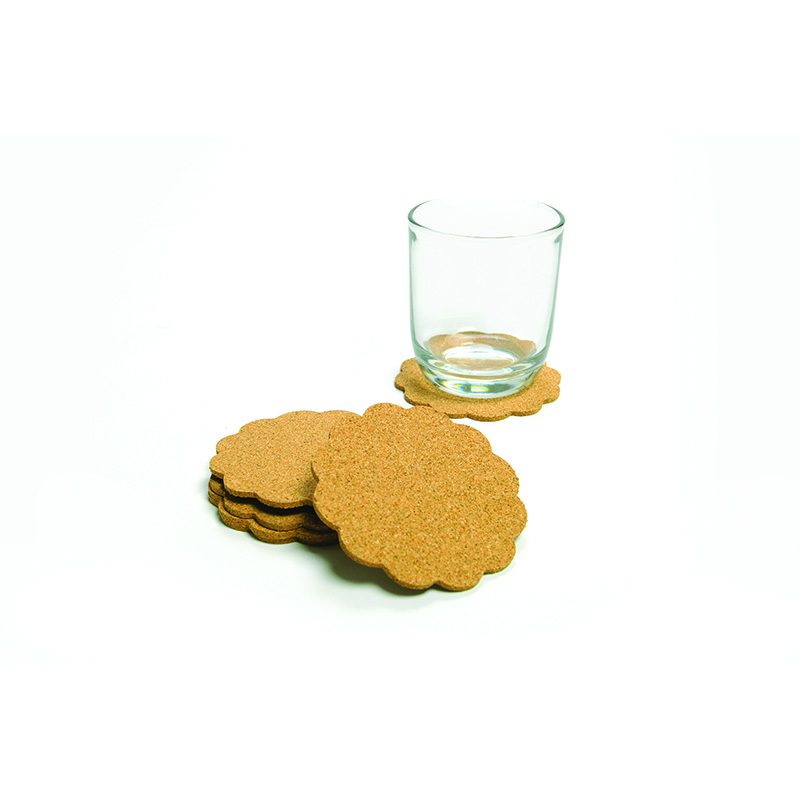 Flower Cork Wooden Coaster 6 Pcs Tatakan Gelas Bunga Kayu Alas Gabus Villa 0601