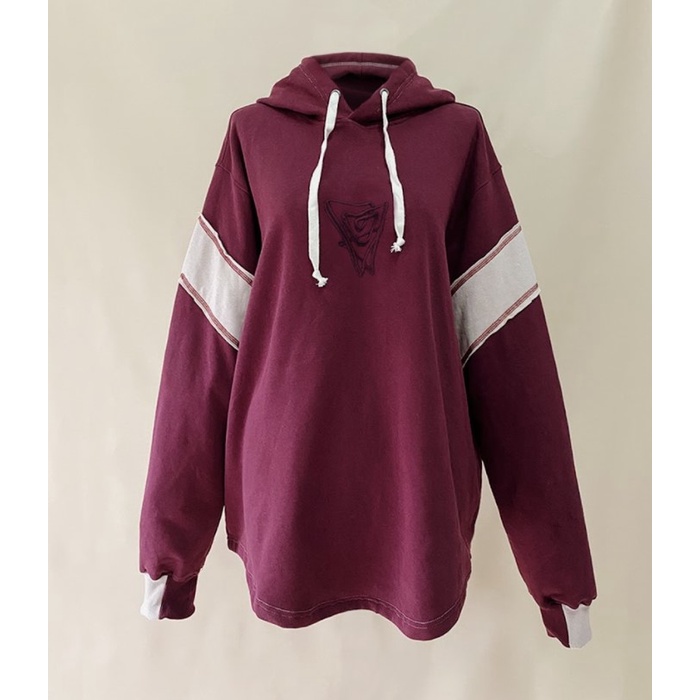 EM Essentials: Monochrome Burgundy Logo Hoodie