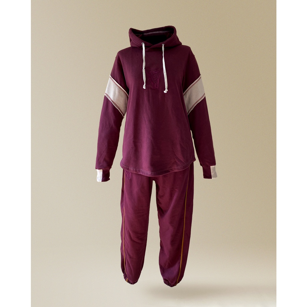 EM Essentials: Monochrome Burgundy Logo Hoodie