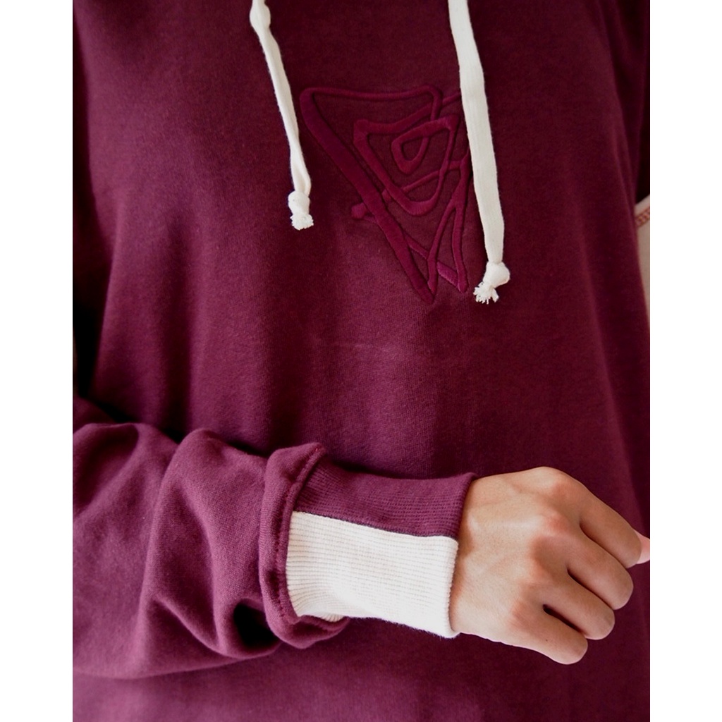 EM Essentials: Monochrome Burgundy Logo Hoodie