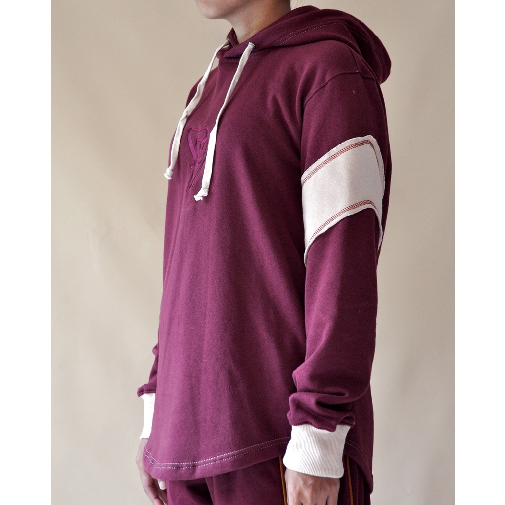 EM Essentials: Monochrome Burgundy Logo Hoodie