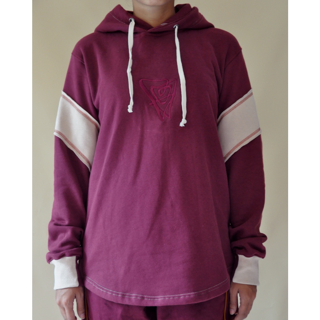 EM Essentials: Monochrome Burgundy Logo Hoodie