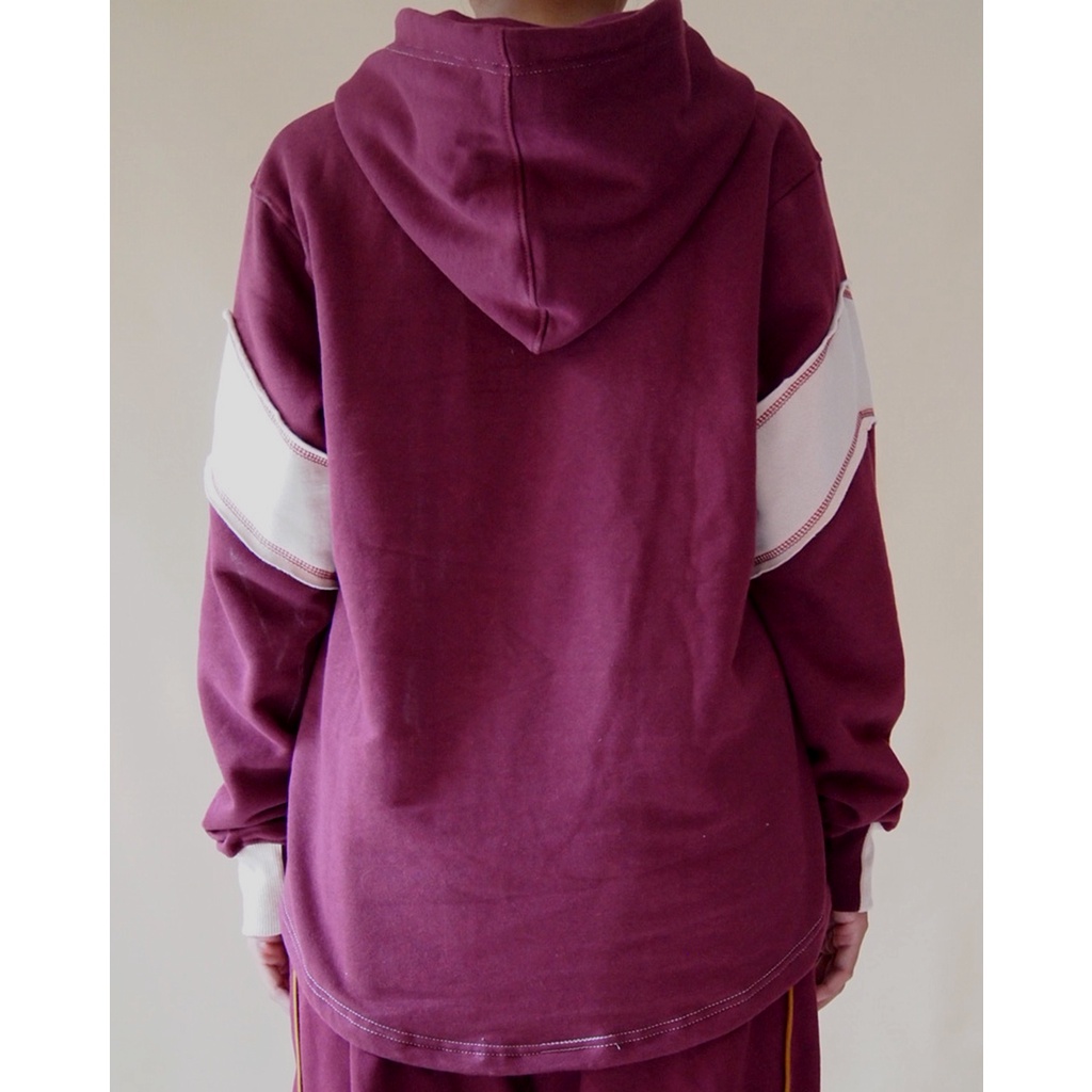EM Essentials: Monochrome Burgundy Logo Hoodie