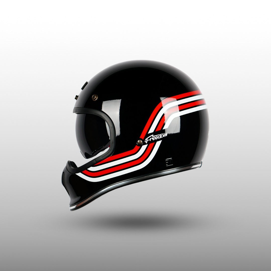 NJS FREEDOM SPORTSTER Black/Red - White - Helm Full Face 