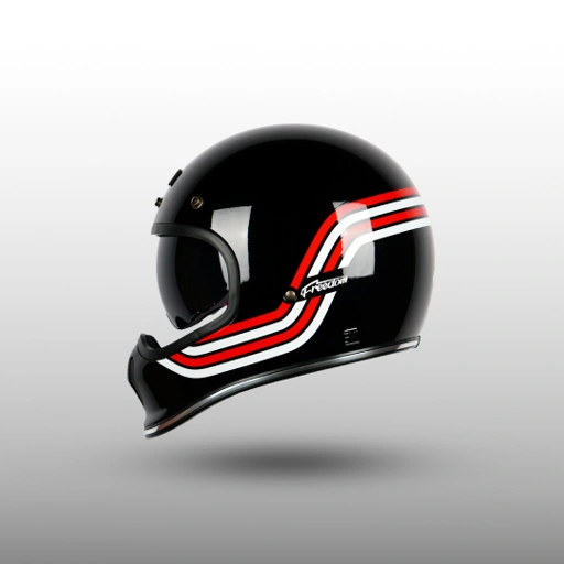 Image of NJS Freedom Sportster Black/Red - White | Helm Full Face