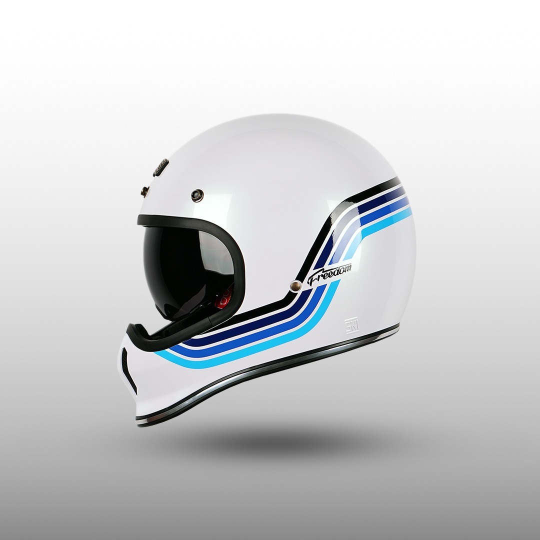 NJS FREEDOM SPORTSTER White Pearl/Blue - Helm Full Face 