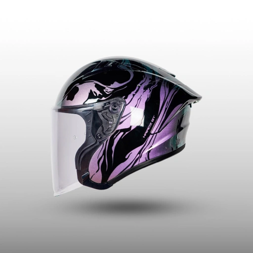 Image of NJS Kairoz GT Nebulasky Purple Chameleon - Helm Half face 
