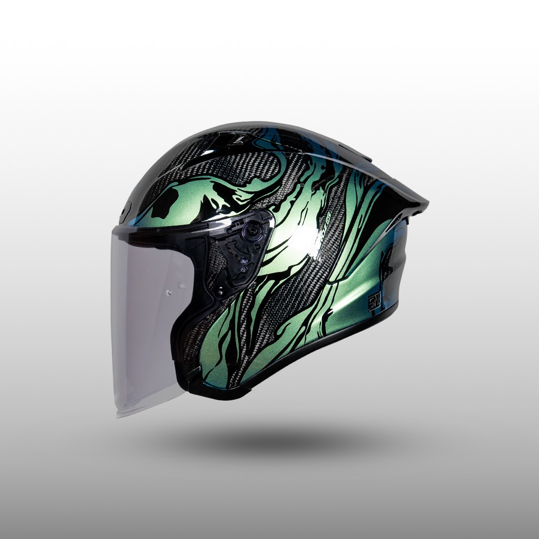 NJS Kairoz GT Carbon Nebulasky Emerald - Helm Half Face