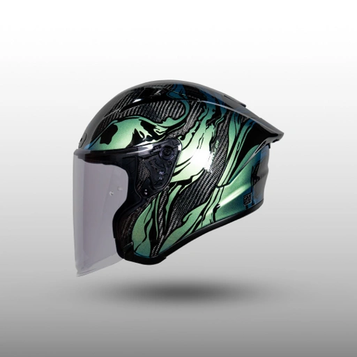 NJS Kairoz GT Carbon Nebulasky Emerald - Helm Half Face