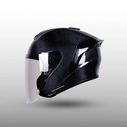 Image of NJS KAIROZ CARBON TWILL REFLECT Blue - Helm Half Face