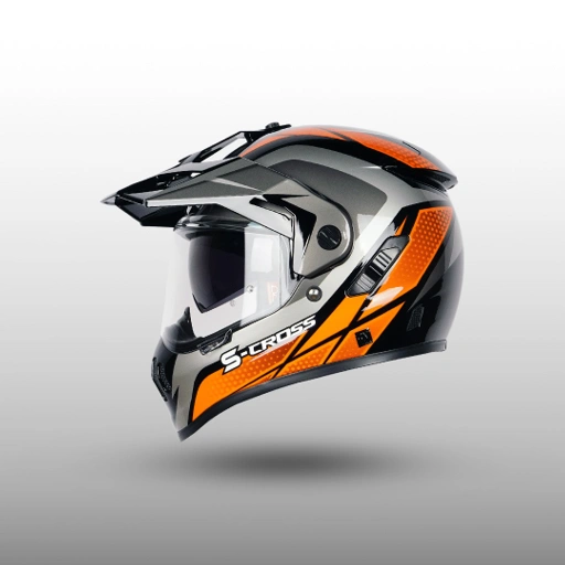 Image of NJS S-CROSS STORM BLADE Black / Orange-Silver | Helm Full Face