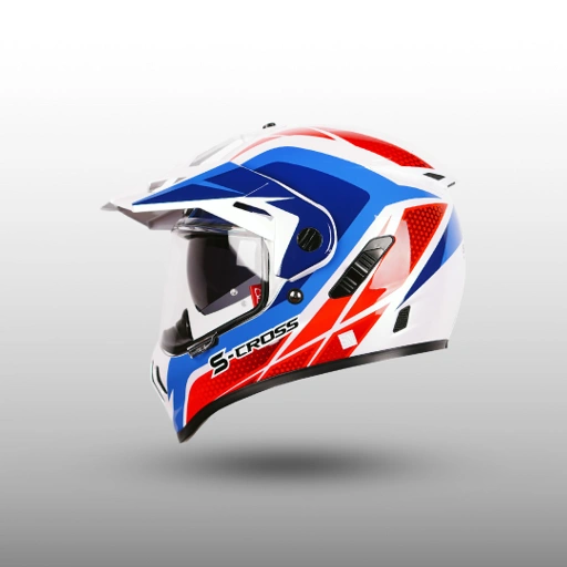 Image of NJS S-Cross Stormblade White Pearl / Red - Blue | Helm Full Face