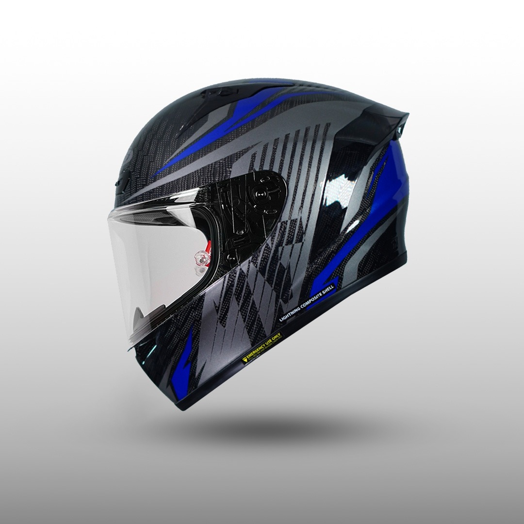 NJS ZX-1R Carbon Dextro Blue Gloss/Doff - Helm Full Face