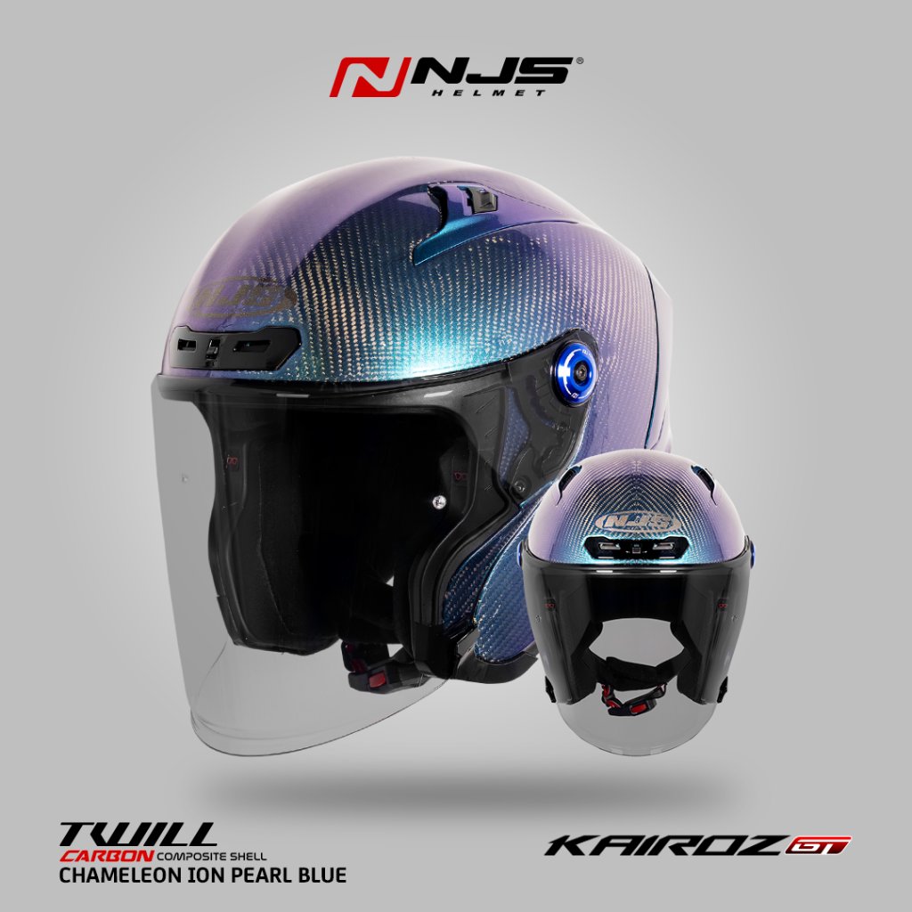 NJS Kairoz GT Carbon Ion Blue  - Helm Half Face 