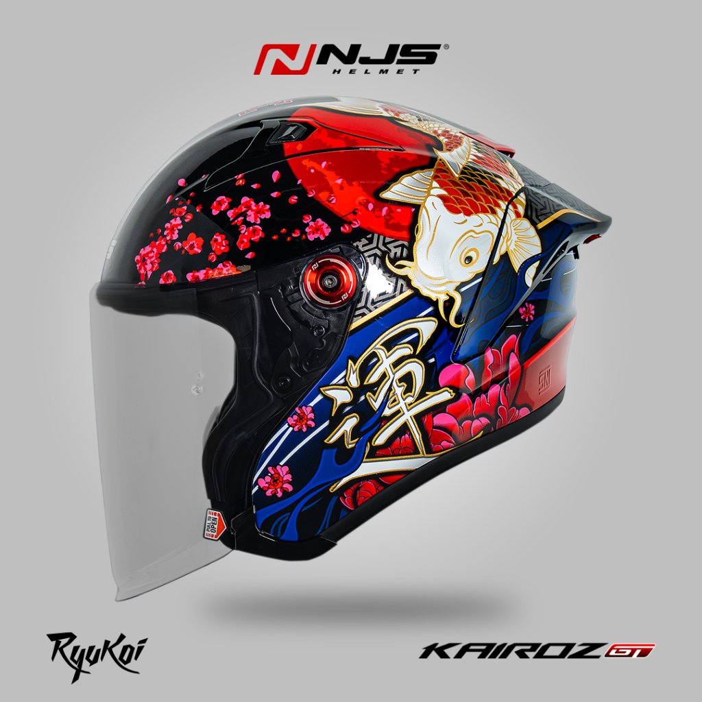NJS Kairoz GT RYUKOI BLACK - Helm Half Face