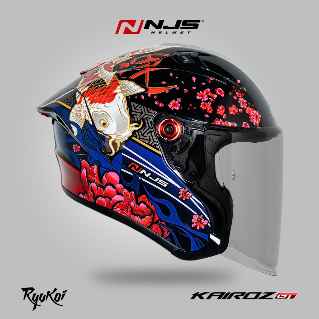NJS Kairoz GT RYUKOI BLACK - Helm Half Face