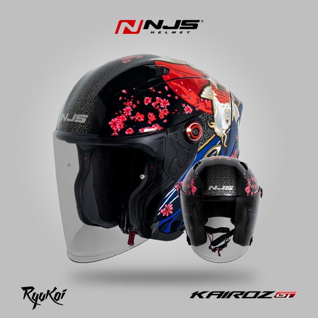 NJS Kairoz GT RYUKOI BLACK - Helm Half Face