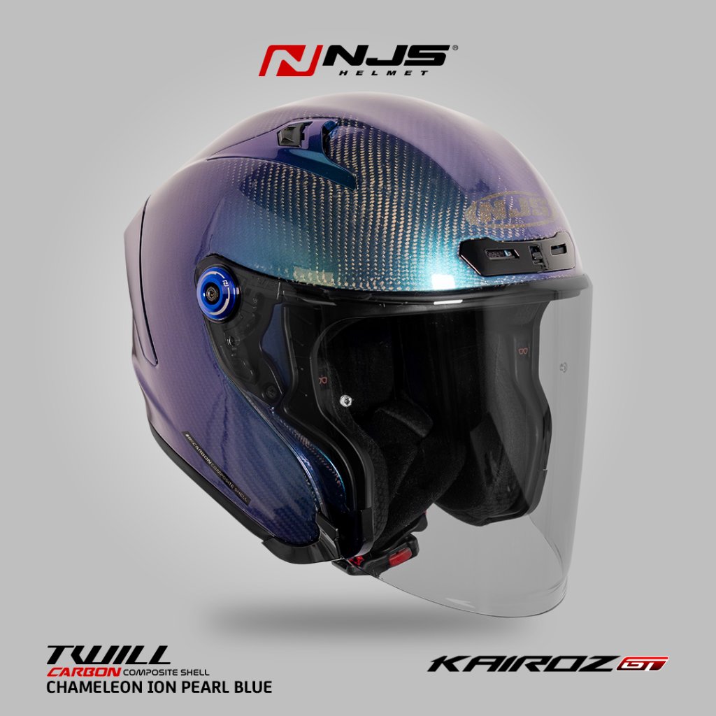 NJS Kairoz GT Carbon Ion Blue  - Helm Half Face 