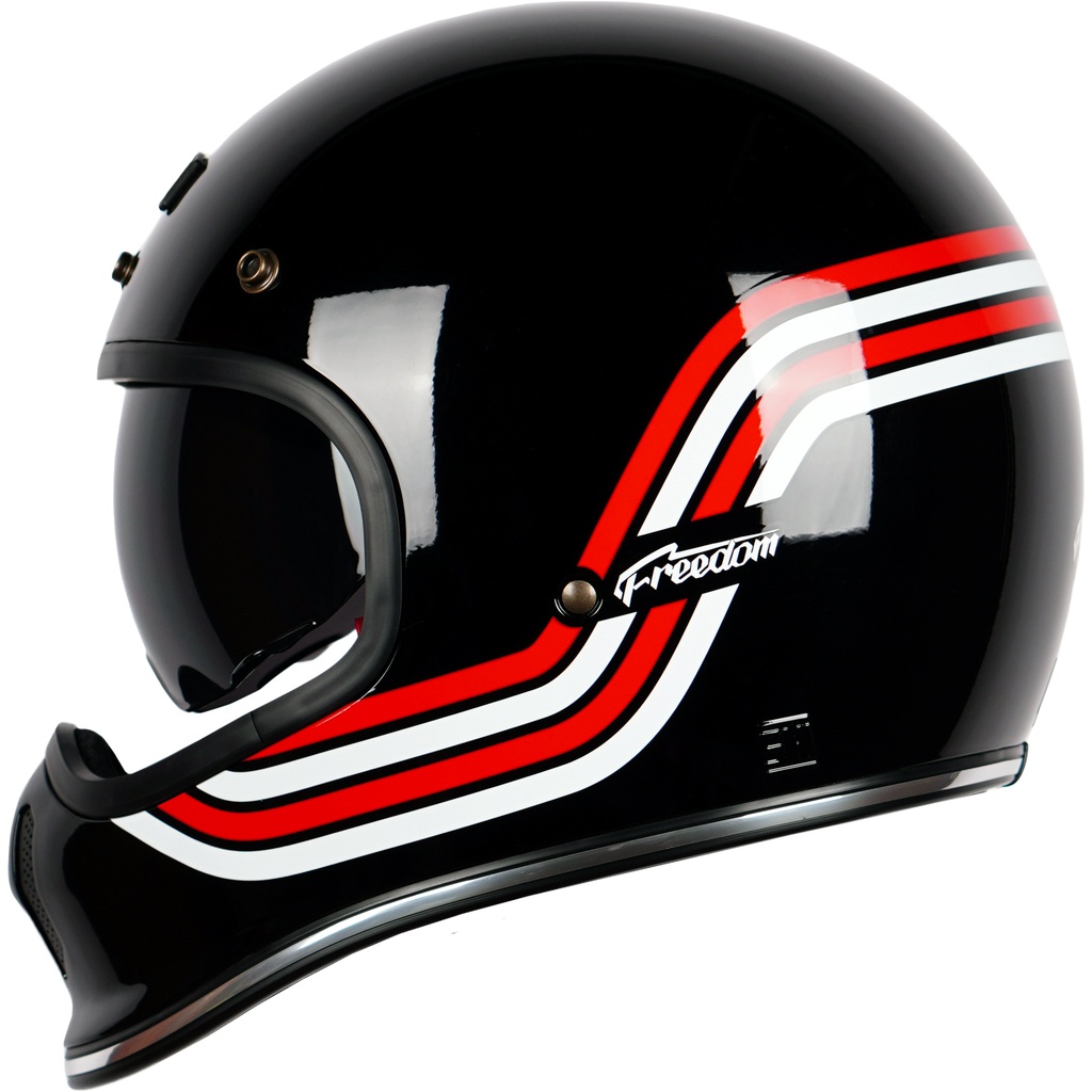 NJS FREEDOM SPORTSTER Black/Red - White - Helm Full Face 