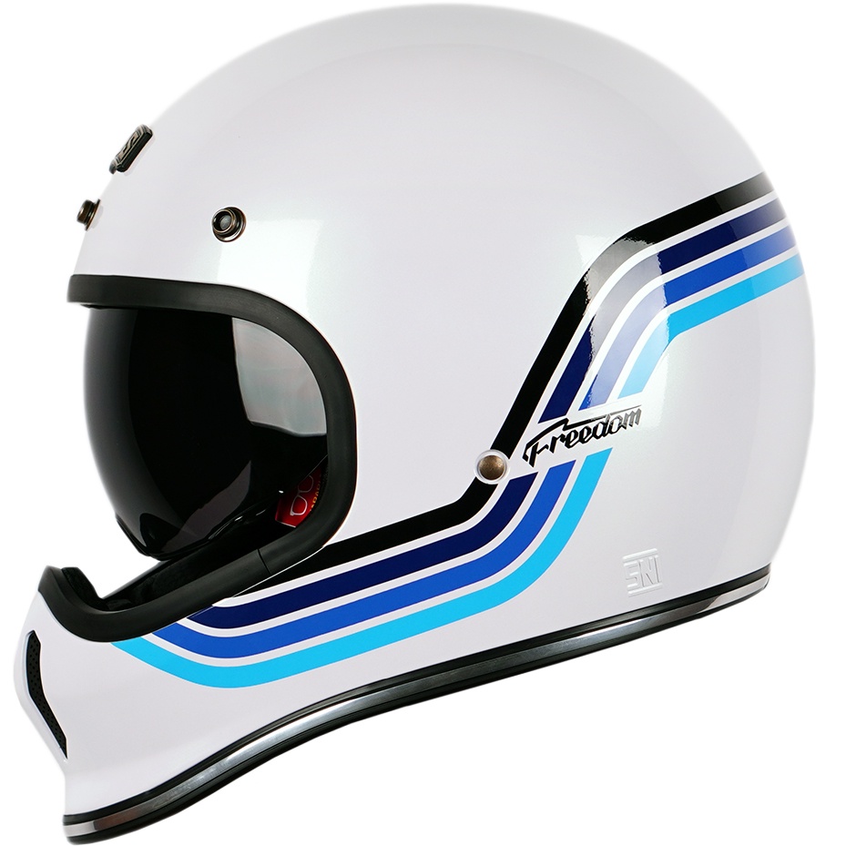 NJS FREEDOM SPORTSTER White Pearl/Blue - Helm Full Face 