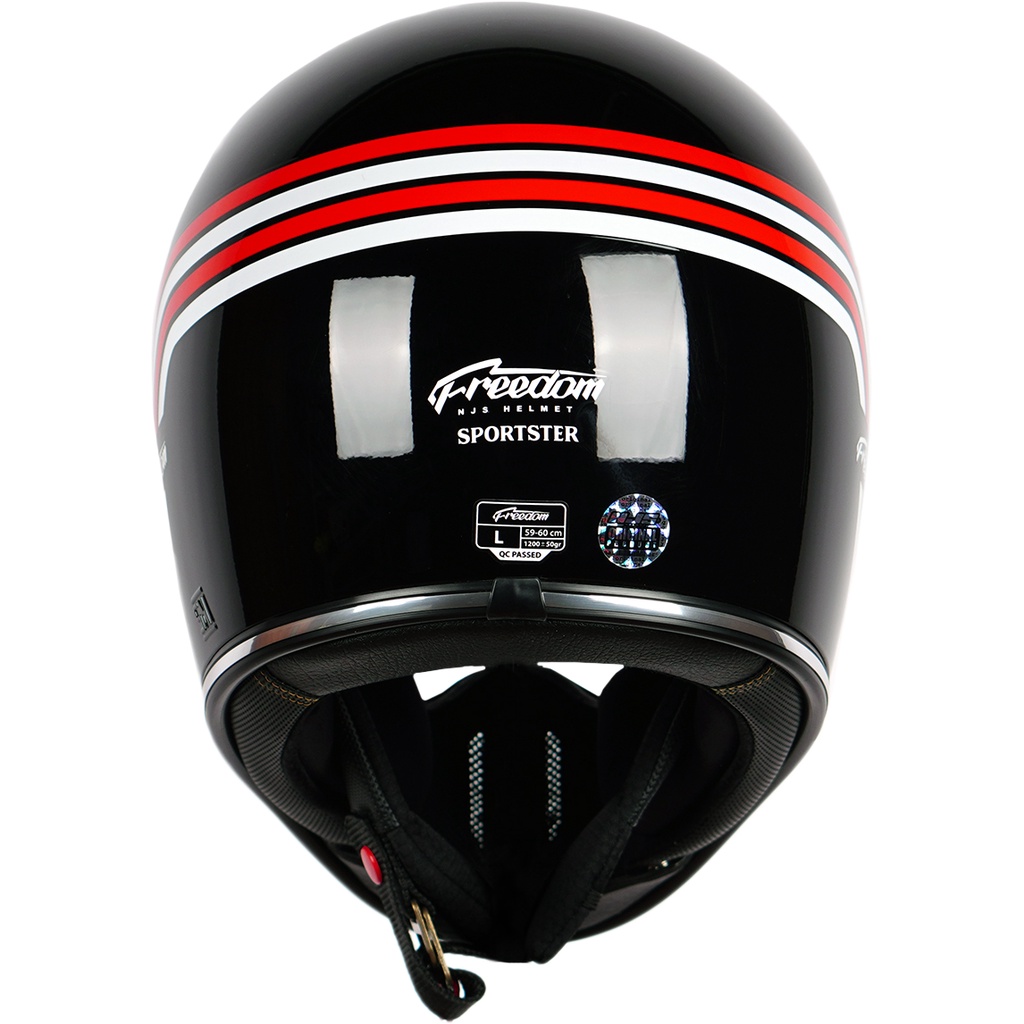 NJS FREEDOM SPORTSTER Black/Red - White - Helm Full Face 