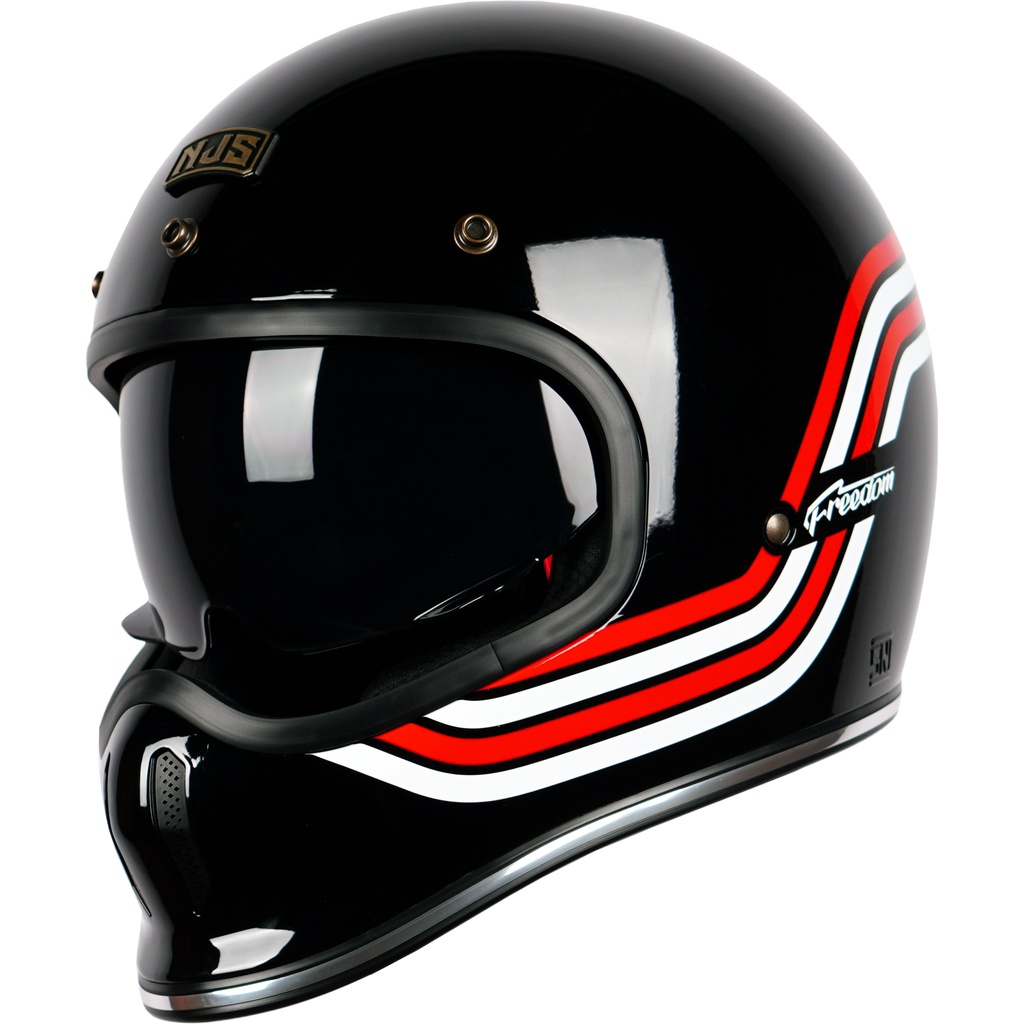 NJS FREEDOM SPORTSTER Black/Red - White - Helm Full Face 