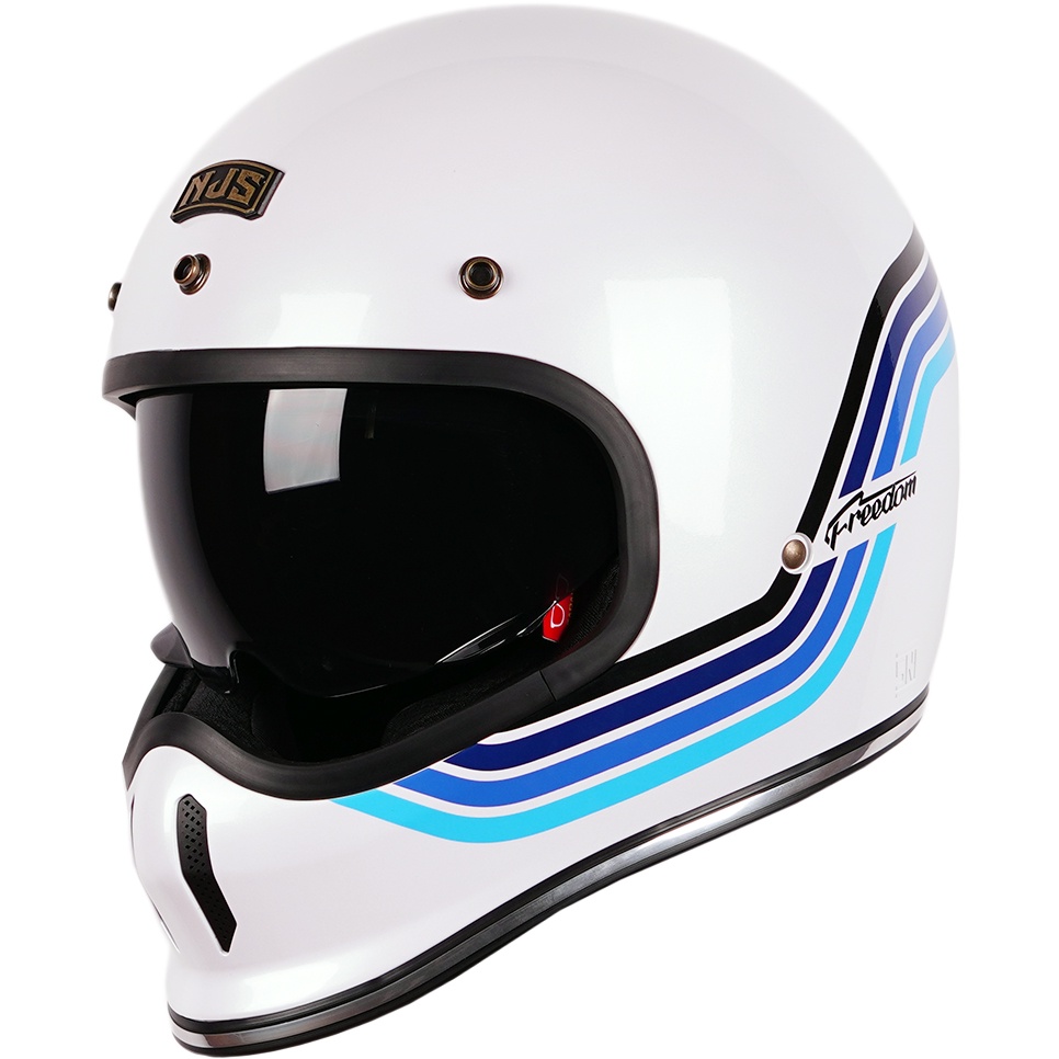 NJS FREEDOM SPORTSTER White Pearl/Blue - Helm Full Face 