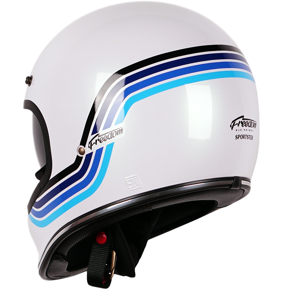 NJS FREEDOM SPORTSTER White Pearl/Blue - Helm Full Face 