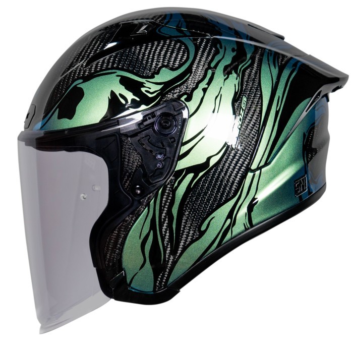 NJS Kairoz GT Carbon Nebulasky Emerald - Helm Half Face