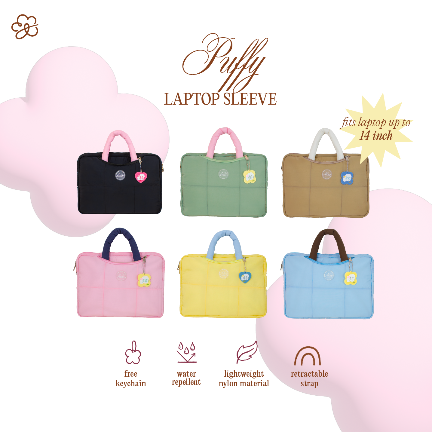 ITISYOURSS Puffy Laptop Sleeve | Tas Laptop | Tas Laptop Jinjing | Tas Laptop Lucu | Tas Laptop 14” | Sarung Laptop | Pelindung Laptop Case