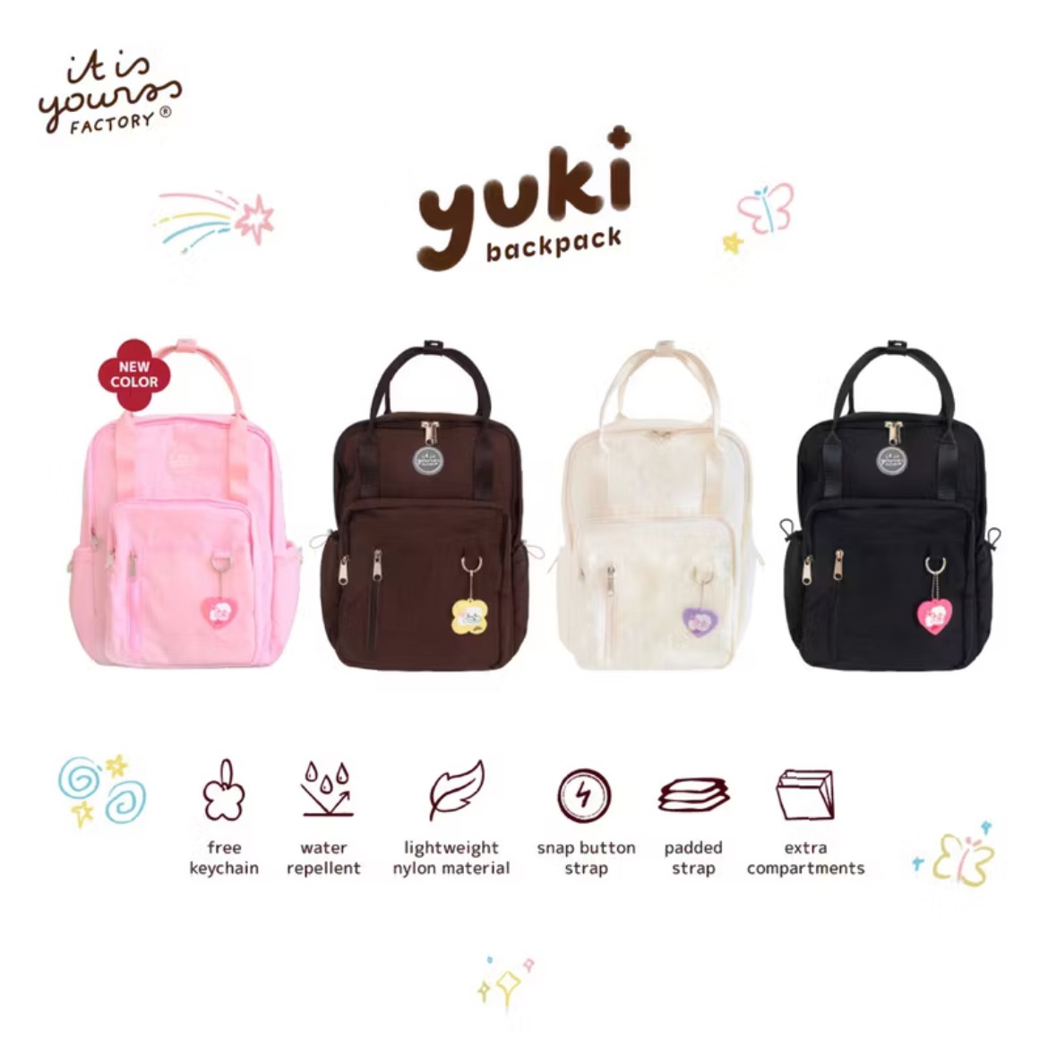 ITISYOURSS Yuki Backpack | Ransel Wanita | Tas Sekolah | Tas Kampus | Backpack Cewe | Women Backpack | Casual Backpack | Ransel Gemes | Ransel Estetik | Ransel Korea