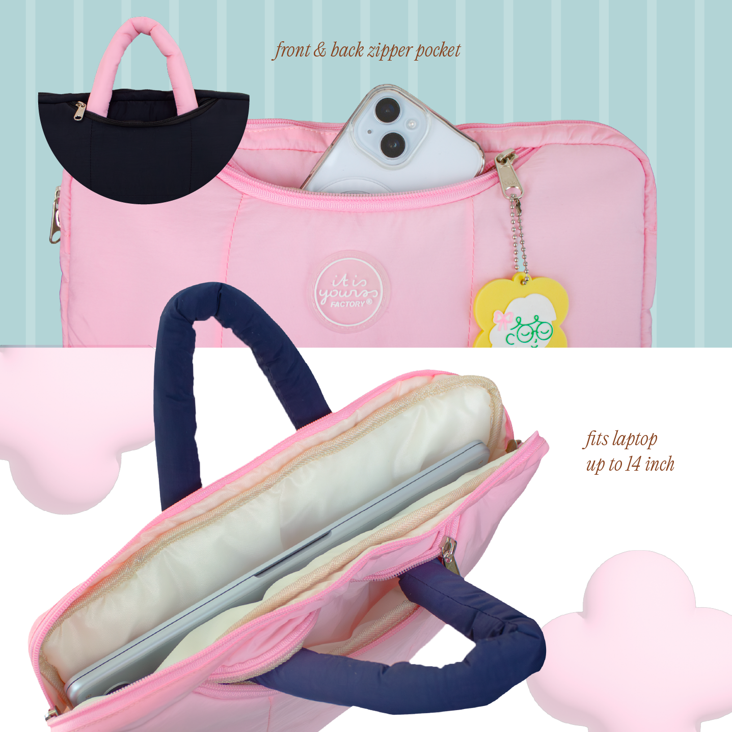 ITISYOURSS Puffy Laptop Sleeve | Tas Laptop | Tas Laptop Jinjing | Tas Laptop Lucu | Tas Laptop 14” | Sarung Laptop | Pelindung Laptop Case