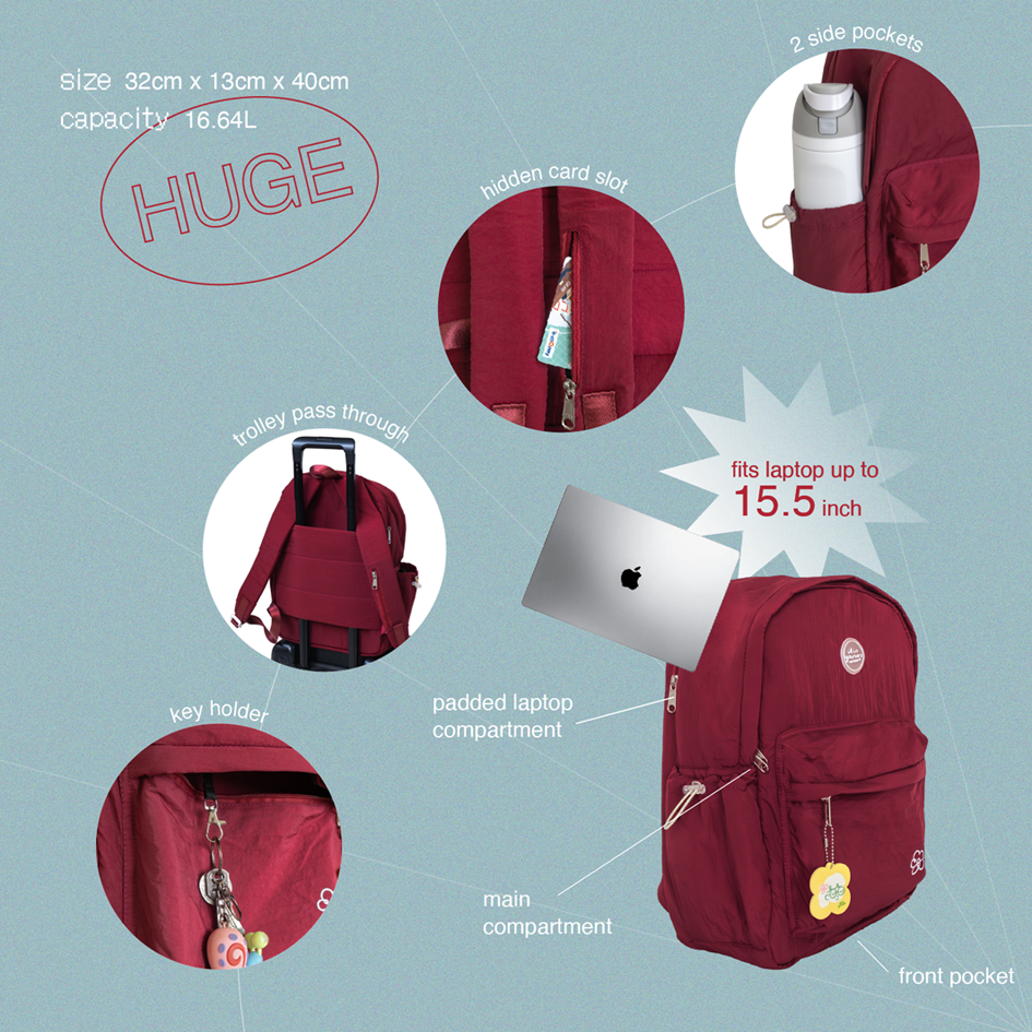 ITISYOURSS Abby Backpack | Tas Wanita | Tas Ransel Wanita | Tas Ransel | Ransel Laptop | Backpack Sekolah
