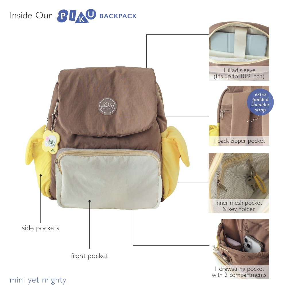 ITISYOURSS PIKU Mini Backpack | Ransel Mini | Ransel Cewe | Ransel Murah | Tas Wanita | Ransel Korea | Ransel Estetik | Ransel Gemes