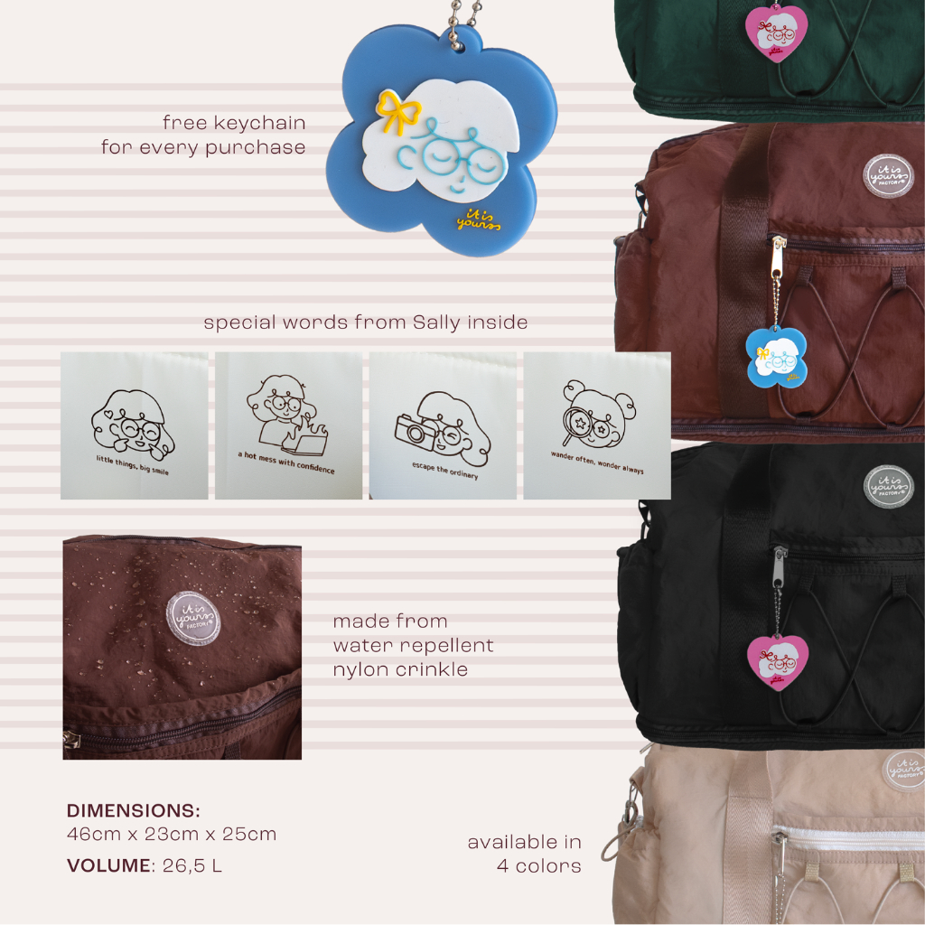 ITISYOURSS Zippy Duffle Bag | Tas Travel Wanita | Tas Gym Wanita